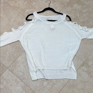 Vintage Havana White Off-the-Shoulder Knit Sweater